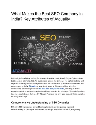 What Makes the Best SEO Company in India: Key Attributes of Atcuality