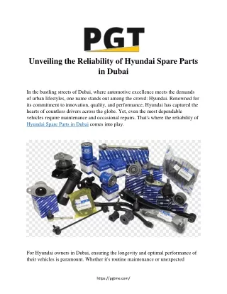 Unveiling the Reliability of Hyundai Spare Parts  in Dubai