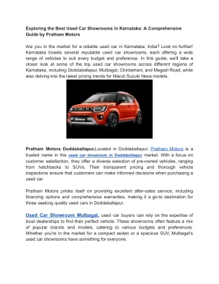 Exploring the Best Used Car Showrooms in Karnataka_ A Comprehensive Guide by Pratham Motors