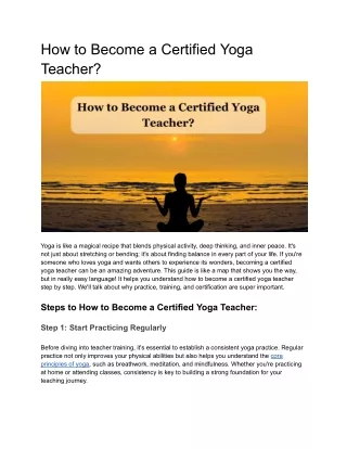 How to Become a Certified Yoga Teacher