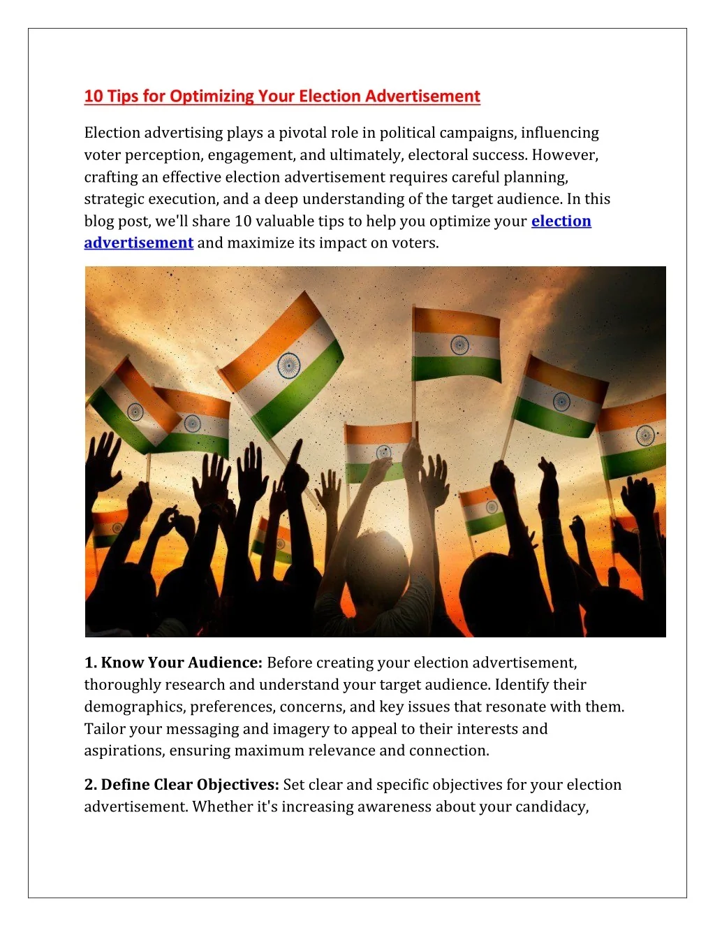 Election Tips PPT - 10 Tips for Optimizing Your Election Advertisement PowerPoint ...
