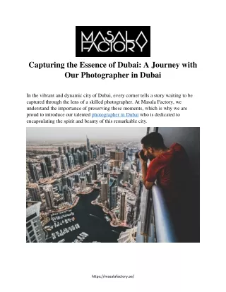 Capturing the Essence of Dubai: A Journey with  Our Photographer in Dubai