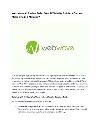 WebWave AI Review 2024 Free AI Website Builder Make in 3 Min
