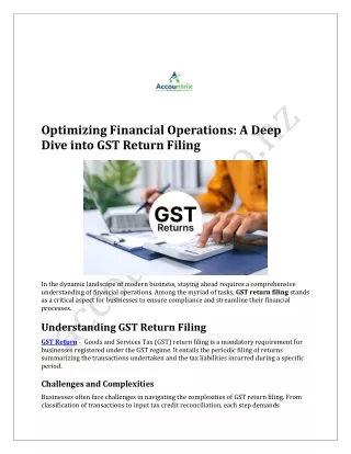 Optimizing Financial Operations: A Deep Dive into GST Return Filing