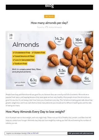 " Everything You Need to Know About Almonds Per Day"