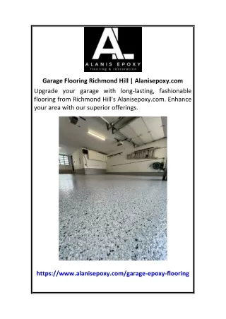 Garage Flooring Richmond Hill Alanisepoxy.com