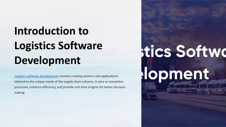 introduction to logistics software development