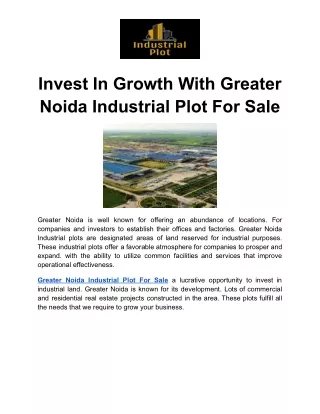 Invest In Growth With Greater Noida Industrial Plot For Sale