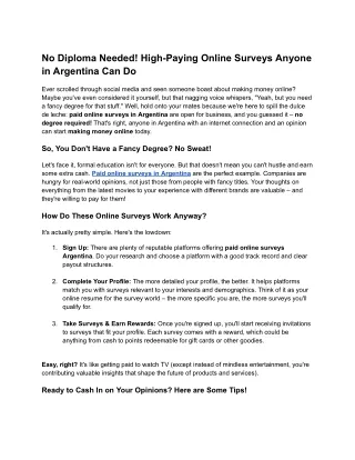 No Diploma Needed! High-Paying Online Surveys Anyone in Argentina Can Do