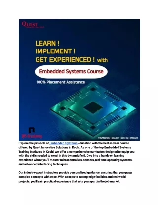 Master Embedded Systems: Best Course Offerings in Kochi