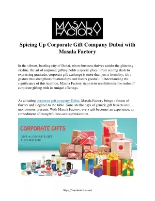 Spicing Up Corporate Gift Company Dubai with  Masala Factory