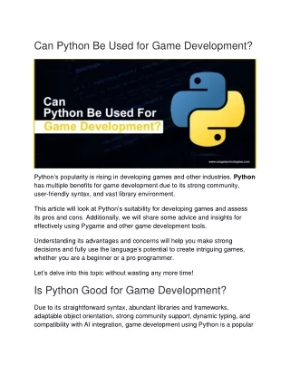 Can python be used game development