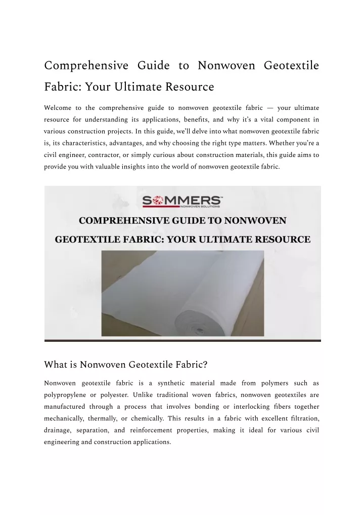 comprehensive guide to nonwoven geotextile fabric