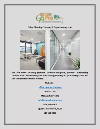 Office Cleaning Company  Goprocleaning