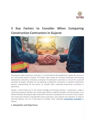 5 Key Factors to Consider When Comparing Construction Contra