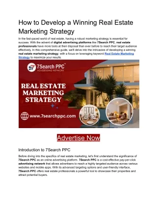 How to Develop a Winning Real Estate Marketing Strategy