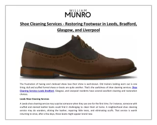 Shoe Cleaning Services - Restoring Footwear in Leeds, Bradford, and Glasgow