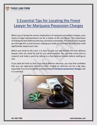 5 Essential Tips for Locating the Finest Lawyer for Marijuana Possession Charges
