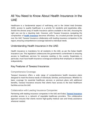 All You Need to Know About Health Insurance in the UAE