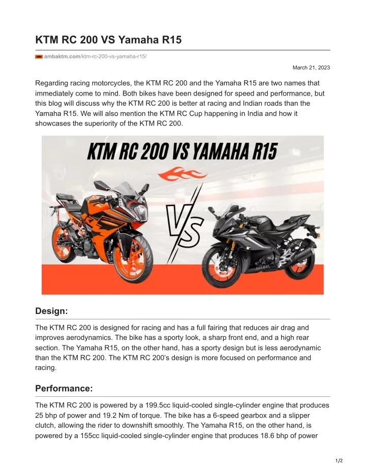 ktm rc 200 vs yamaha r15