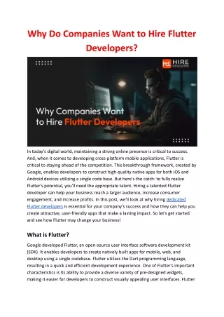 Why Do Companies Want to Hire Flutter Developers?
