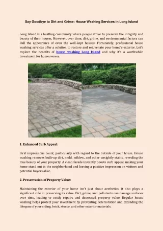 Say Goodbye to Dirt and Grime House Washing Services in Long Island
