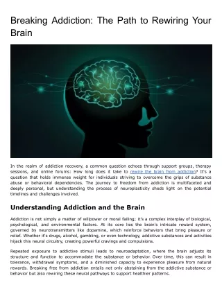 breaking addiction the path to rewiring your brain
