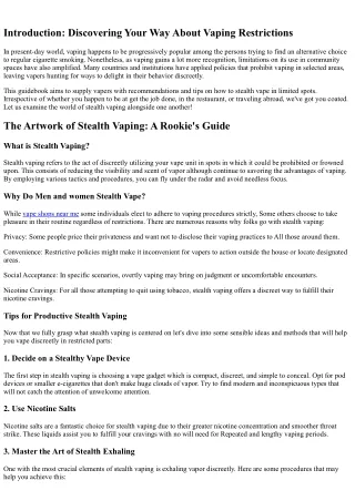 introduction discovering your way about vaping