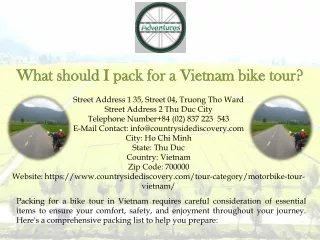 What should I pack for a Vietnam bike tour