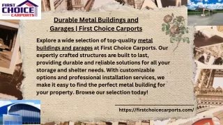 First Choice Carports  Metal Buildings and Garages