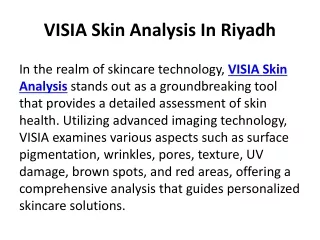 VISIA Skin Analysis In Riyadh