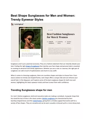 Best Shape Sunglasses for Men and Women_ Trendy Eyewear Styles