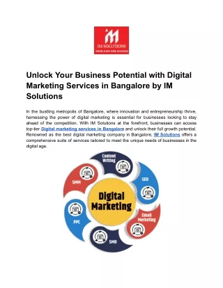 Unlock Your Business Potential with Digital Marketing Services in Bangalore by IM Solutions