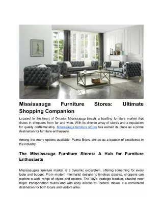 Mississauga Furniture Stores_ Ultimate Shopping Companion