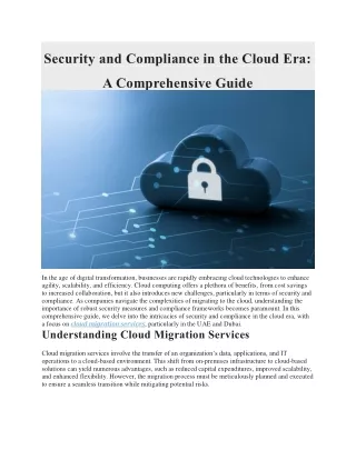Security and Compliance in the Cloud Era - A Comprehensive Guide