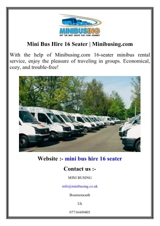 mini bus hire 16 seater minibusing com