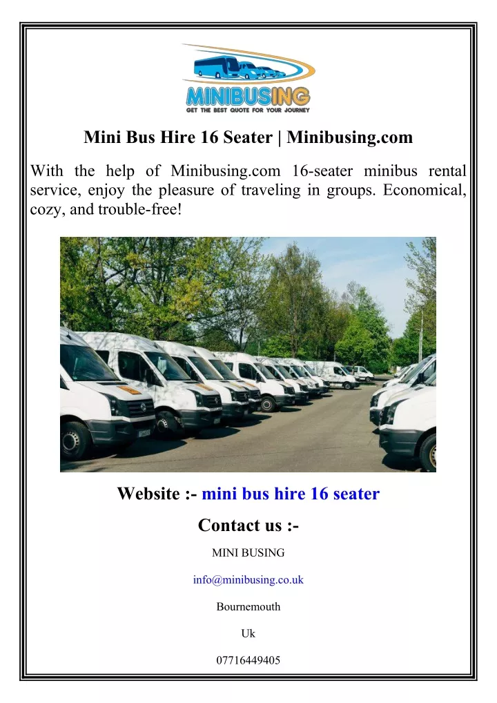 mini bus hire 16 seater minibusing com