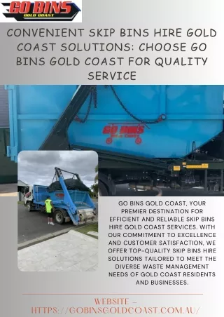 Convenient Skip Bins Hire Gold Coast Solutions Choose Go Bins Gold Coast for Quality Service