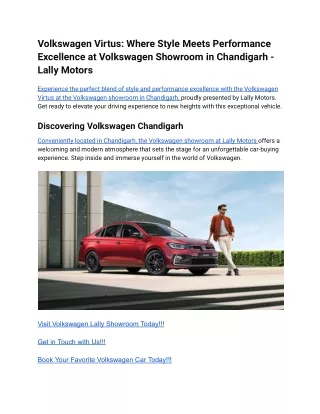 Volkswagen Virtus_ Where Style Meets Performance Excellence at Volkswagen Showroom in Chandigarh - Lally Motors