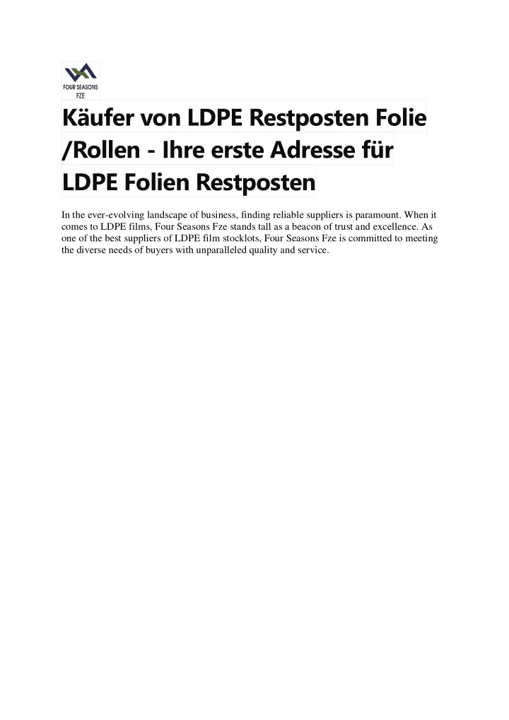 k ufer von ldpe restposten folie rollen ihre