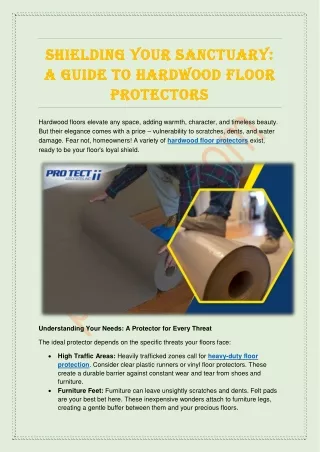 Shielding Your Sanctuary: A Guide to Hardwood Floor Protectors