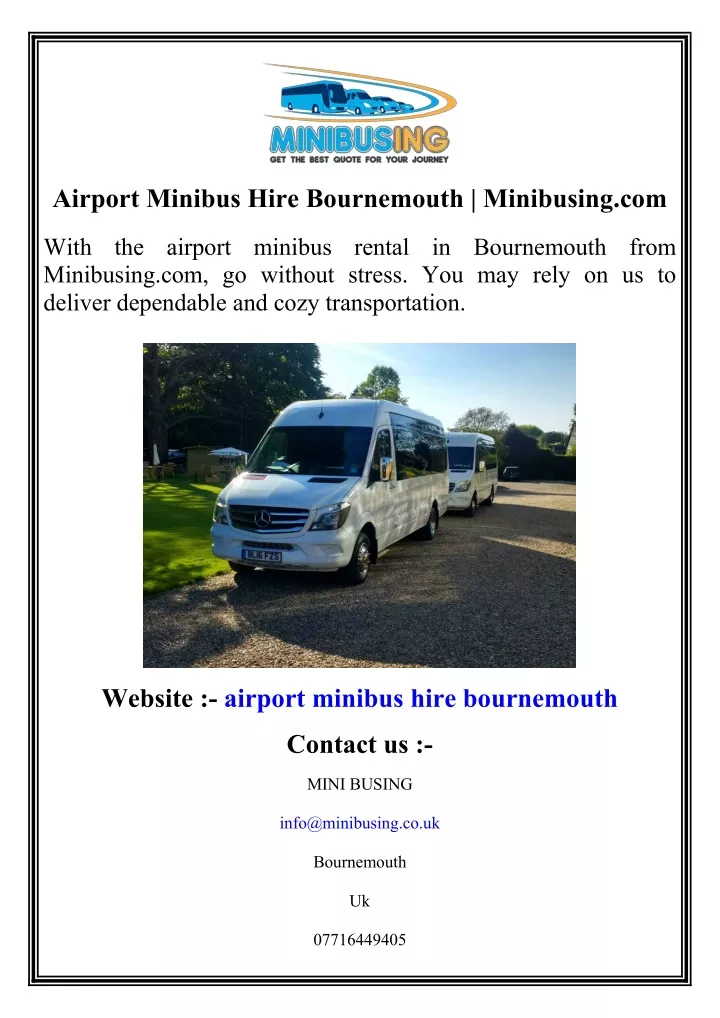 airport minibus hire bournemouth minibusing com