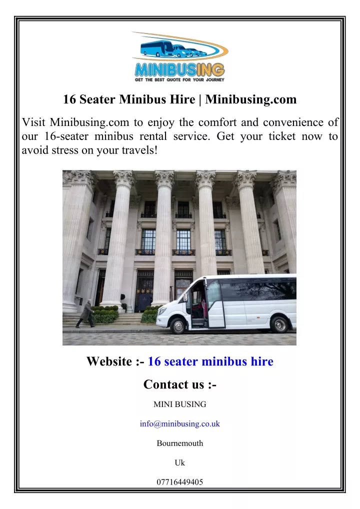 16 seater minibus hire minibusing com