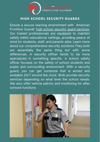 Enhancing Safety: High School Security Guard Services