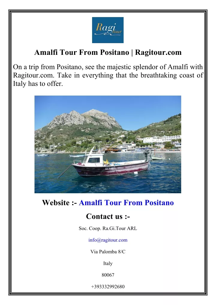 amalfi tour from positano ragitour com