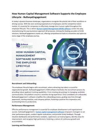 How Human Capital Management Software Supports the Employee Lifecycle