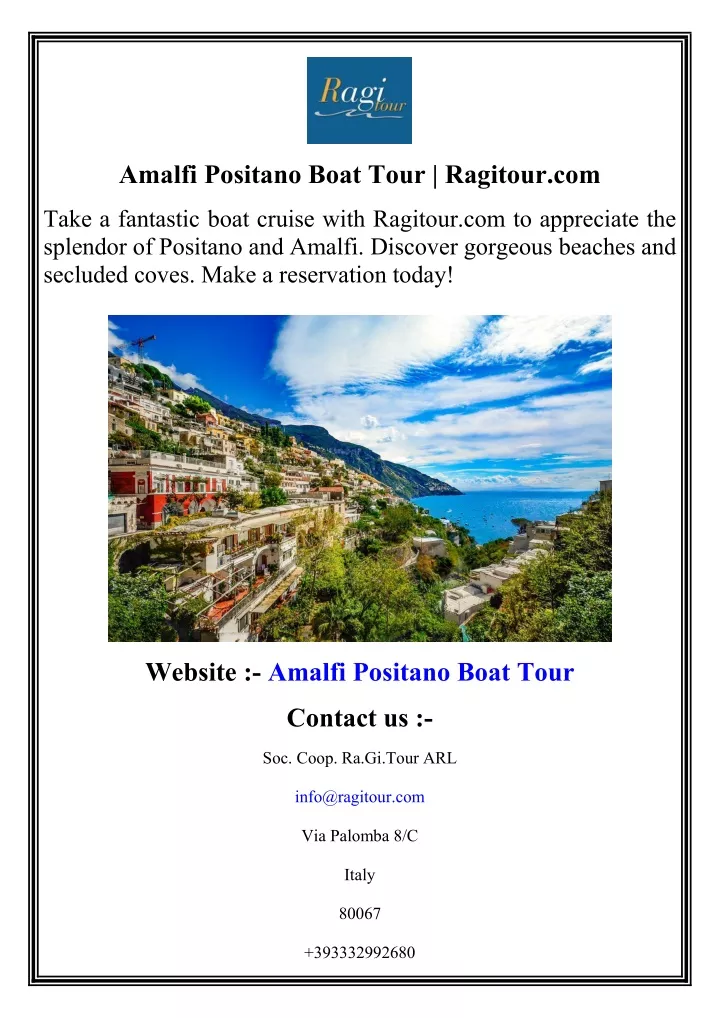 amalfi positano boat tour ragitour com