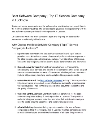 best software company top it service company
