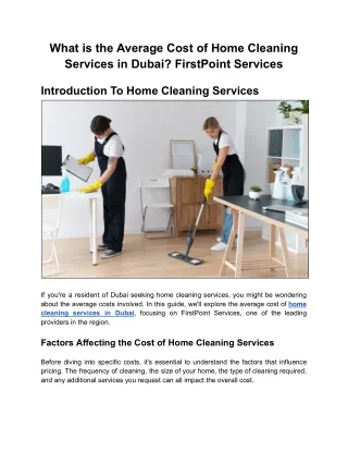 what is the average cost of home cleaning