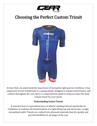 Choosing the Perfect Custom Trisuit